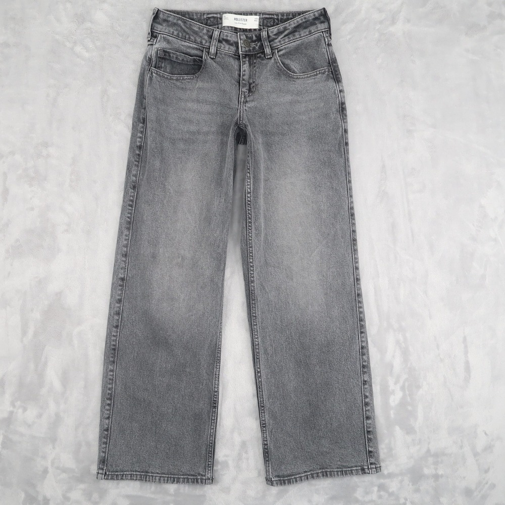 Hollister Jeans Womens 0S w25 Short Fits 26x29 Gray Low-Rise Baggy Cinch Back